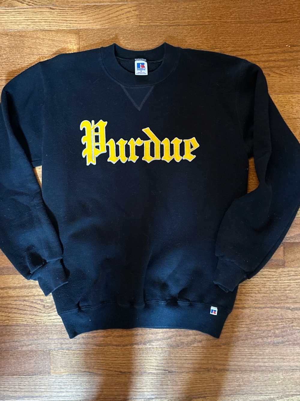 Vintage 80s Russell Athletic PURDUE Black Crewneck Sweatshirt